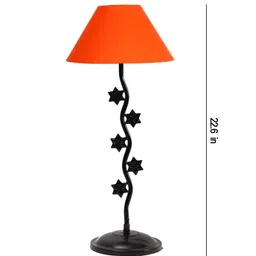 Devansh Orange & Black Zig Zag Textured Cotton Zig Zag Table Lamp With Iron Base image 5