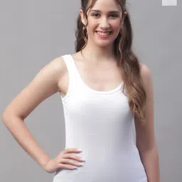Friskers White Cotton Tank Top-image-75