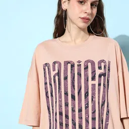 The Roadster Life Co. Typography Printed Drop-Shoulder Sleeves Oversized Fit T-shirt image 5