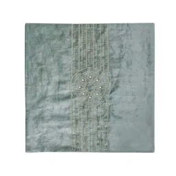 @home Sea Green Cotton Blend Embroidered Cushion Cover image 4