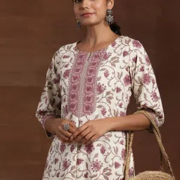 Libas Off-White Cotton Printed Straight Kurti image 4