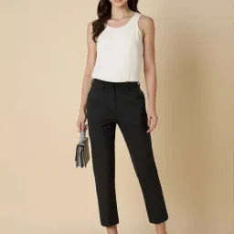 Allen Solly Black Textured Formal Trousers image 4