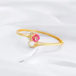 GIVA 92.5 Sterling Silver Bhumi Golden Pink Brahma Kamal Radiance Adjustable Bracelet-image-16