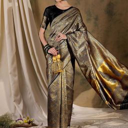MANVAA Embellished Zari Silk Blend Banarasi Saree-picture-43