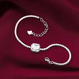 GIVA 92.5 Sterling Silver Square of White Adjustable Bracelet-image-0