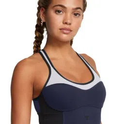 Under Armour Black & Navy Color Block Sports Bra-picture-29