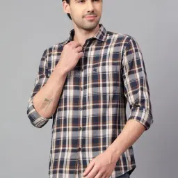 Cantabil Navy Cotton Regular Fit Checks Shirt-picture-28