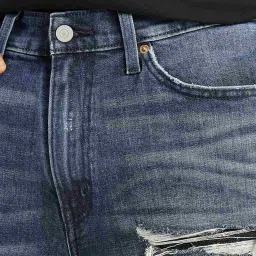 Levi's Blue Tapered Fit Distressed Denim Shorts image 4