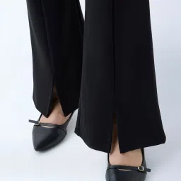 Gia by Westside Black Bootcut High-Rise Trousers image 4