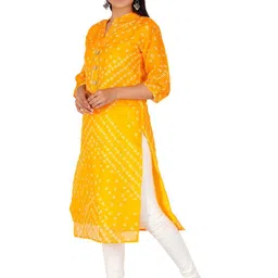 PARTH SY FASHION Women Yellow Georgette Straight Kurtas image 2