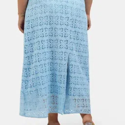 VIRGIO Blue Regular Fit Embroidered Skirt image 2