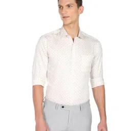 Arrow Light Beige Cotton Slim Fit Printed Shirt-picture-12