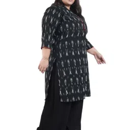 LASTINCH Black Cotton Printed Straight Kurta image 4