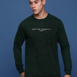 showoffff Showoff Green Cotton Slim Fit Solid Sweatshirts-picture-47