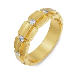 EMORI Yellow Gold Septet Wedding Band for Men-image-85
