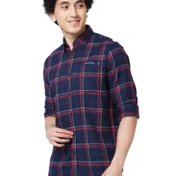 Spykar Blue Cotton Regular Fit Checks Shirt image 3