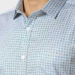 Van Heusen Blue Cotton Slim Fit Printed Shirt image 4
