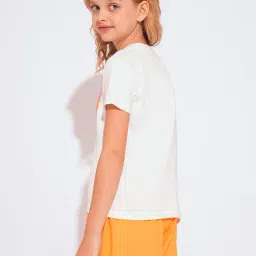 Vero Moda Girls White Cotton Graphic Print Tshirt image 2