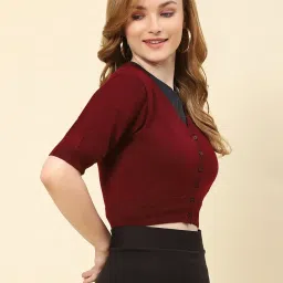 Monte Carlo Maroon Wool Crop Cardigan image 4
