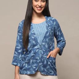 Biba Blue Printed Tailored Jacket With Inner-picture-33