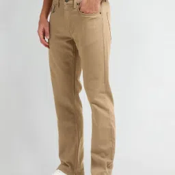 U.S. Polo Assn. Beige Cotton Slim fit Solid Jeans image 4