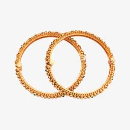 Kushal's Fashion Jewellery Ruby Green Gold Polished Antique Bangle for Women image 4