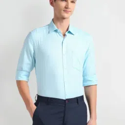 Arrow Blue Cotton Regular Fit Texture Shirt-image-37