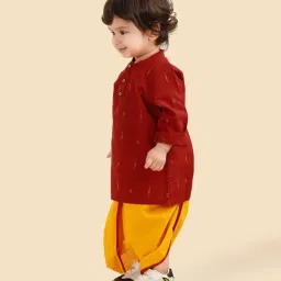 Fabindia Maroon Cotton Hand Block Printed Dhoti Set image 4