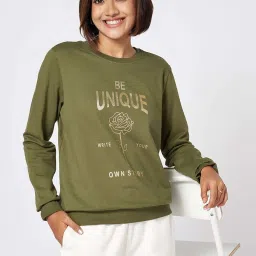 Honey by Pantaloons Green Cotton Printed Sweatshirt image 4