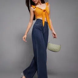 Miss Chase Navy Blue Denim Solid Jeans image 4