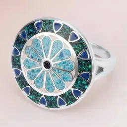 Mia by Tanishq 925 Silver Midnight Mosaic Silver Ring-image-93