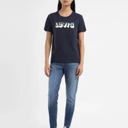 Levi's Navy Cotton Logo Print T-Shirt image 4
