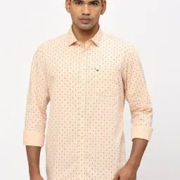 Basics Peach Cotton Slim Fit Printed Shirt-picture-28