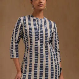 Soch Blue & White Cotton Geometric Print Tunic-picture-32