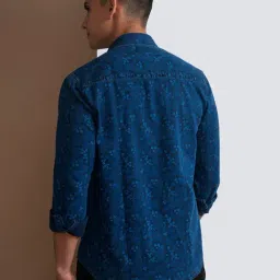 Crocodile Navy Comfort Fit Printed Cotton Shirt image 2