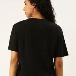 Bene Kleed Black Cotton Relaxed Fit Oversized T-Shirt image 2
