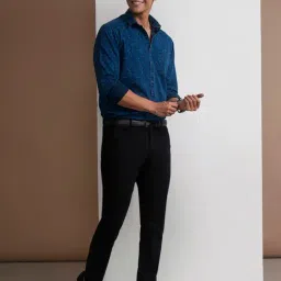 Crocodile Navy Comfort Fit Printed Cotton Shirt image 5