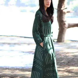 Chidiyaa Green Angarakha Block Printed Dress image 2