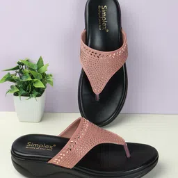 Simplex Footwear Women Embellished T Strap Flats-image-47