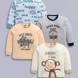 LITTLE NINJA Boys Multi Colored Set Of 4 Cotton Printed T-shirt-picture-11