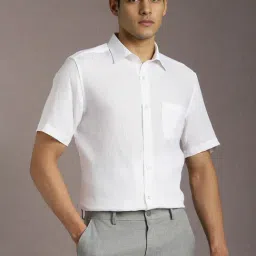 Louis Philippe White Linen Regular Fit Shirt-picture-44