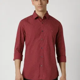 Van Heusen Maroon Cotton Slim Fit Printed Shirt-picture-32