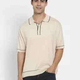 American Eagle Beige Regular Fit Polo T-Shirt-image-0