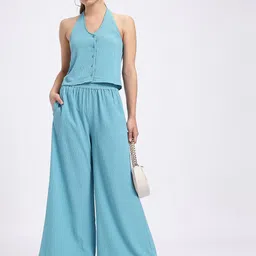 glitchez Whimsical Wonder Seersucker Halter Neck Top Flared Co-Ords image 2