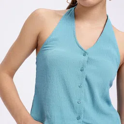 glitchez Whimsical Wonder Seersucker Halter Neck Top Flared Co-Ords image 5