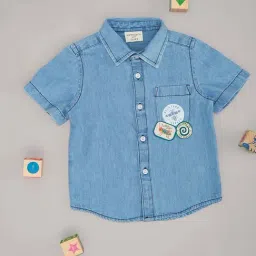 Pantaloons Baby Boys Blue Glow Washed Shirt-picture-26
