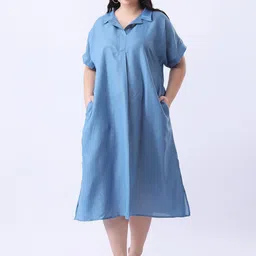 Qurvii+ Women Shirt Midi Dress-image-46