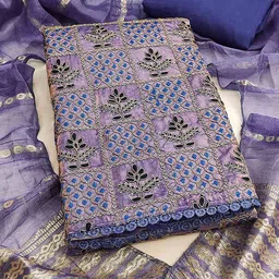 Peachmode Floral Embroidered Sequinned Unstitched Dress Material-picture-14