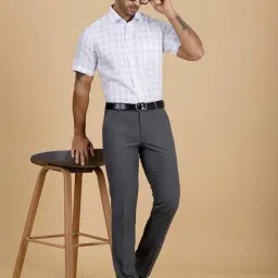 JadeBlue White Linen Regular Fit Checked Shirt image 4