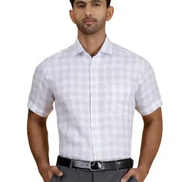 JadeBlue White Linen Regular Fit Checked Shirt-picture-11